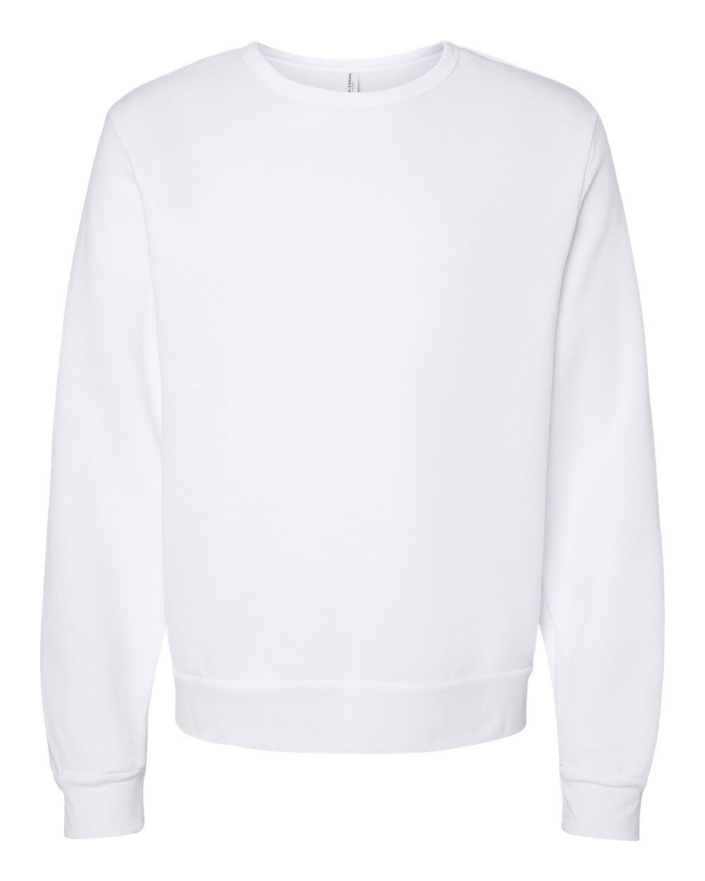 Front View of White Sponge Fleece Classic Crewneck Sweatshirt - 3911