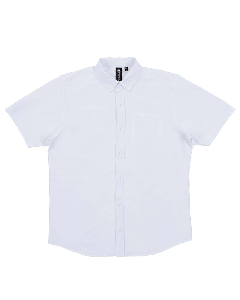 Front View of White Stretch Woven Shirt - 9217