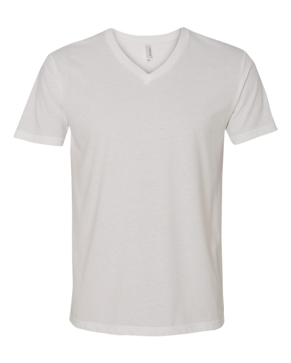 Front View of White Sueded V-Neck T-Shirt - 6440