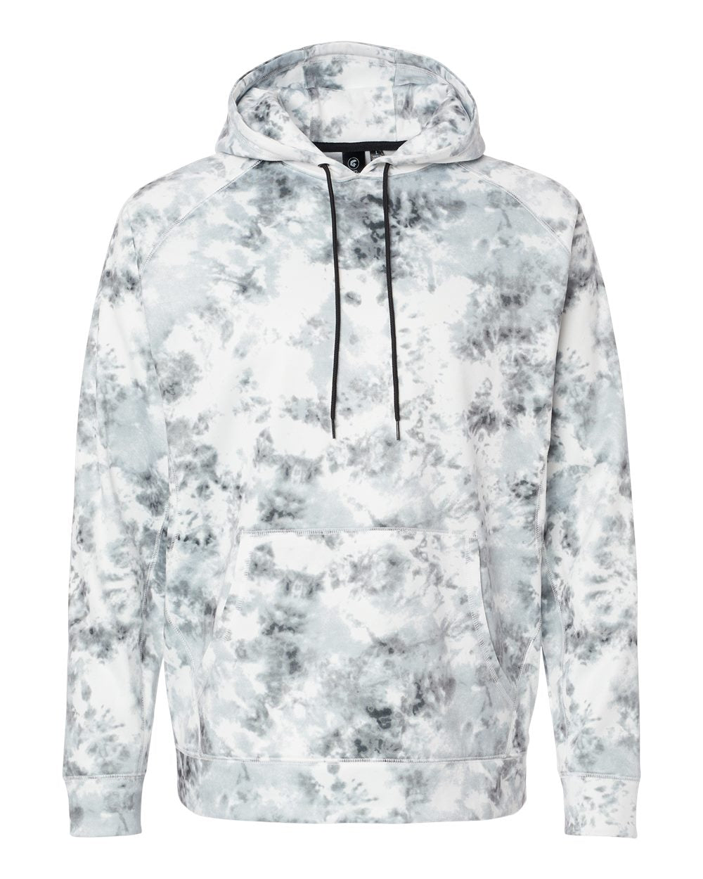 Front View of White Tie Dye Performance Raglan Pullover Sweatshirt - 8670