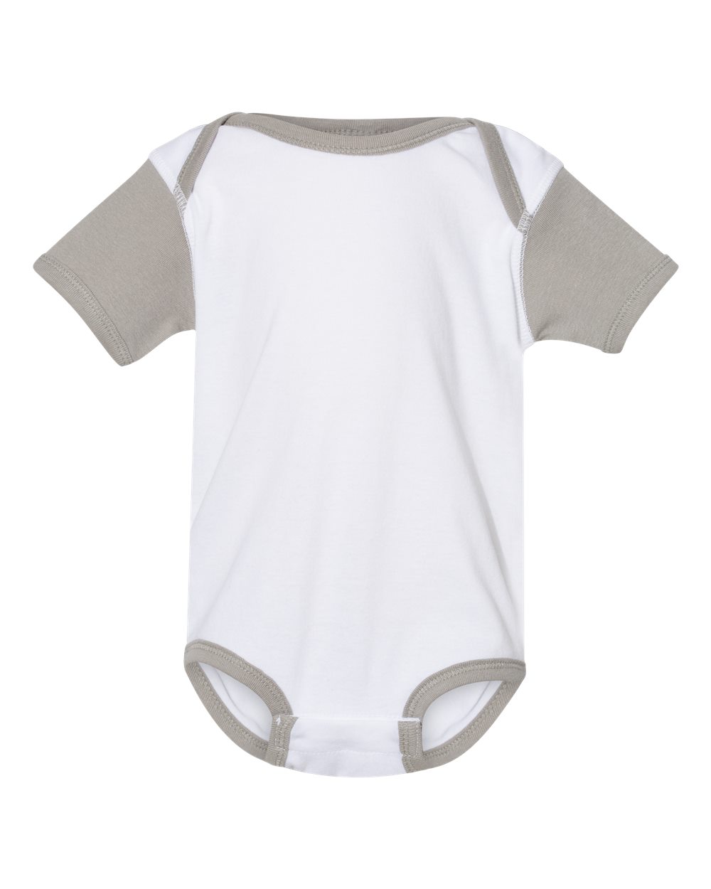 Front View of White/ Titanium Infant Baby Rib Bodysuit - 4400