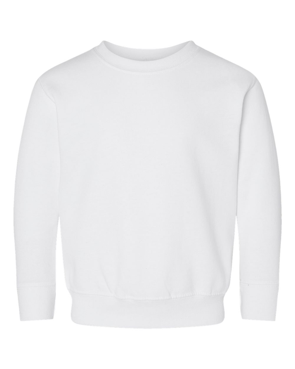 Front View of White Toddler Fleece Crewneck Sweatshirt - 3317