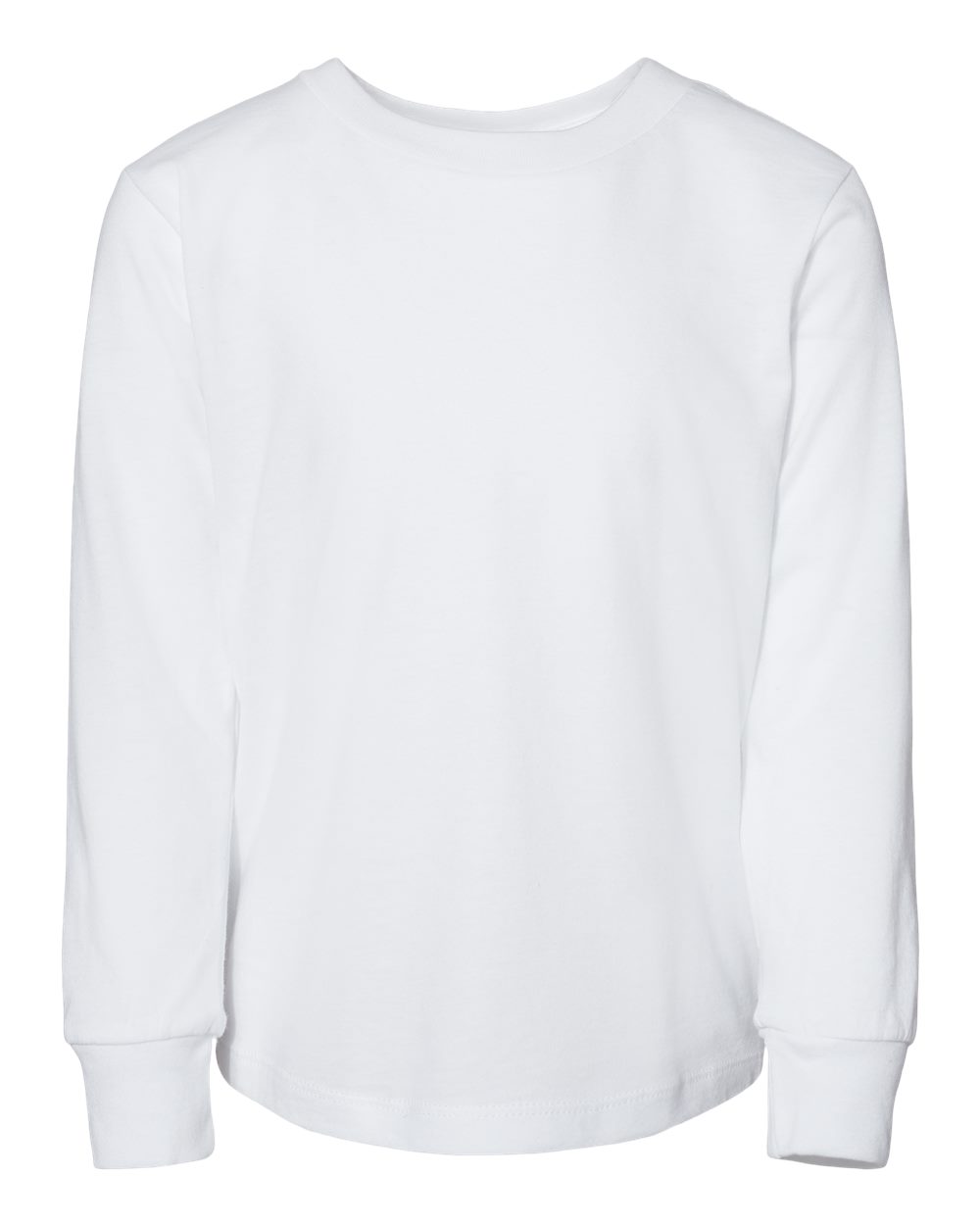 Front View of White Toddler Jersey Long Sleeve Tee - 3501T
