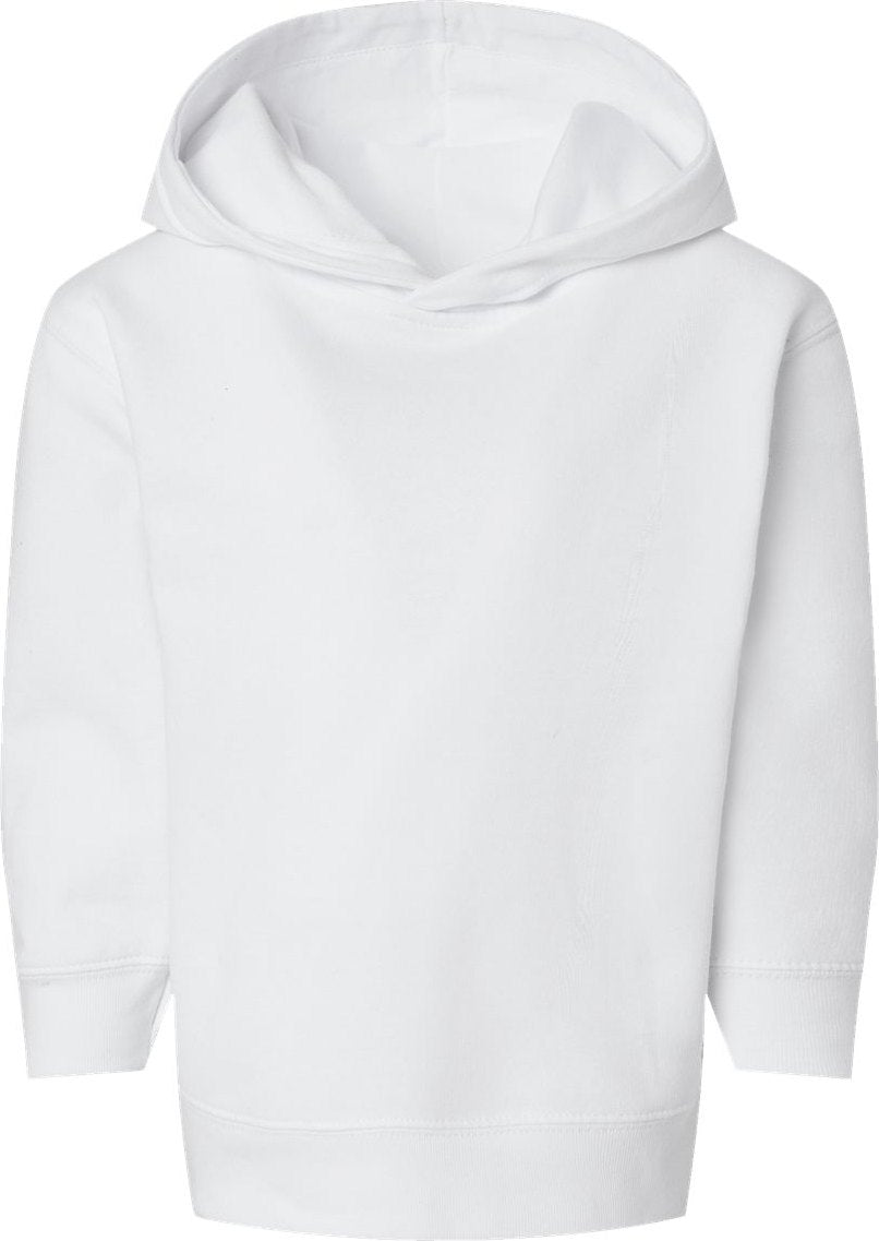 Front View of White Toddler Pullover Fleece Hoodie - 3326