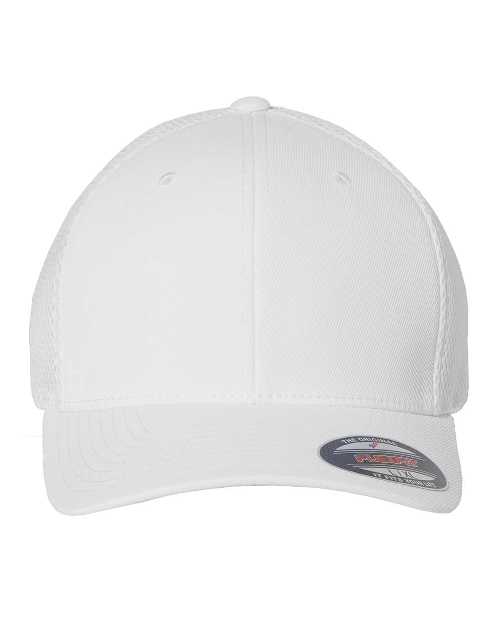 Front View of White Ultrafiber Mesh Cap - 6533