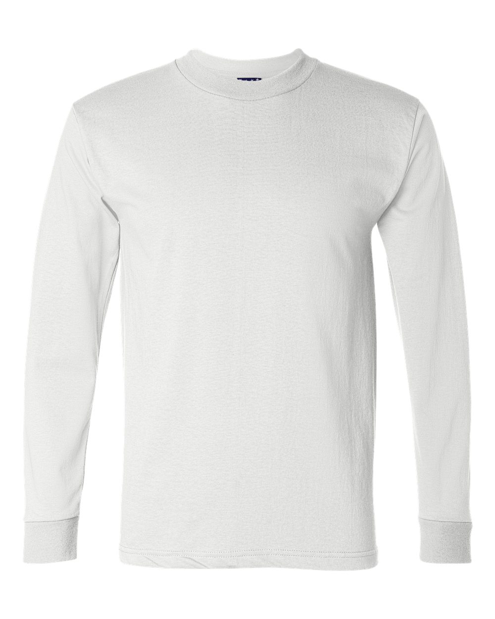 Front View of White Union-Made Long Sleeve T-Shirt - 2955
