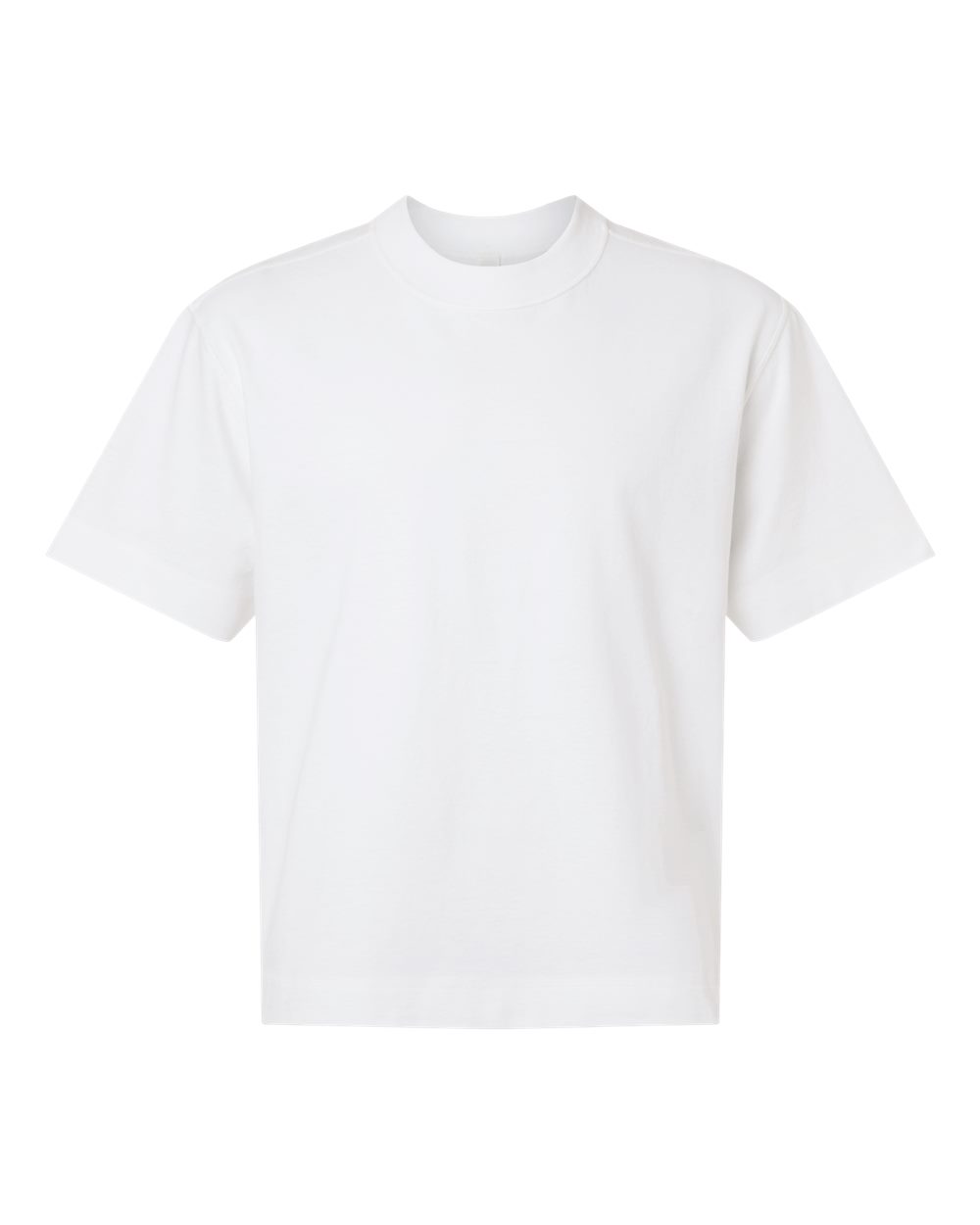 Front View of White Unisex Heavyweight Cotton Mid-Length Tee - 13ML0