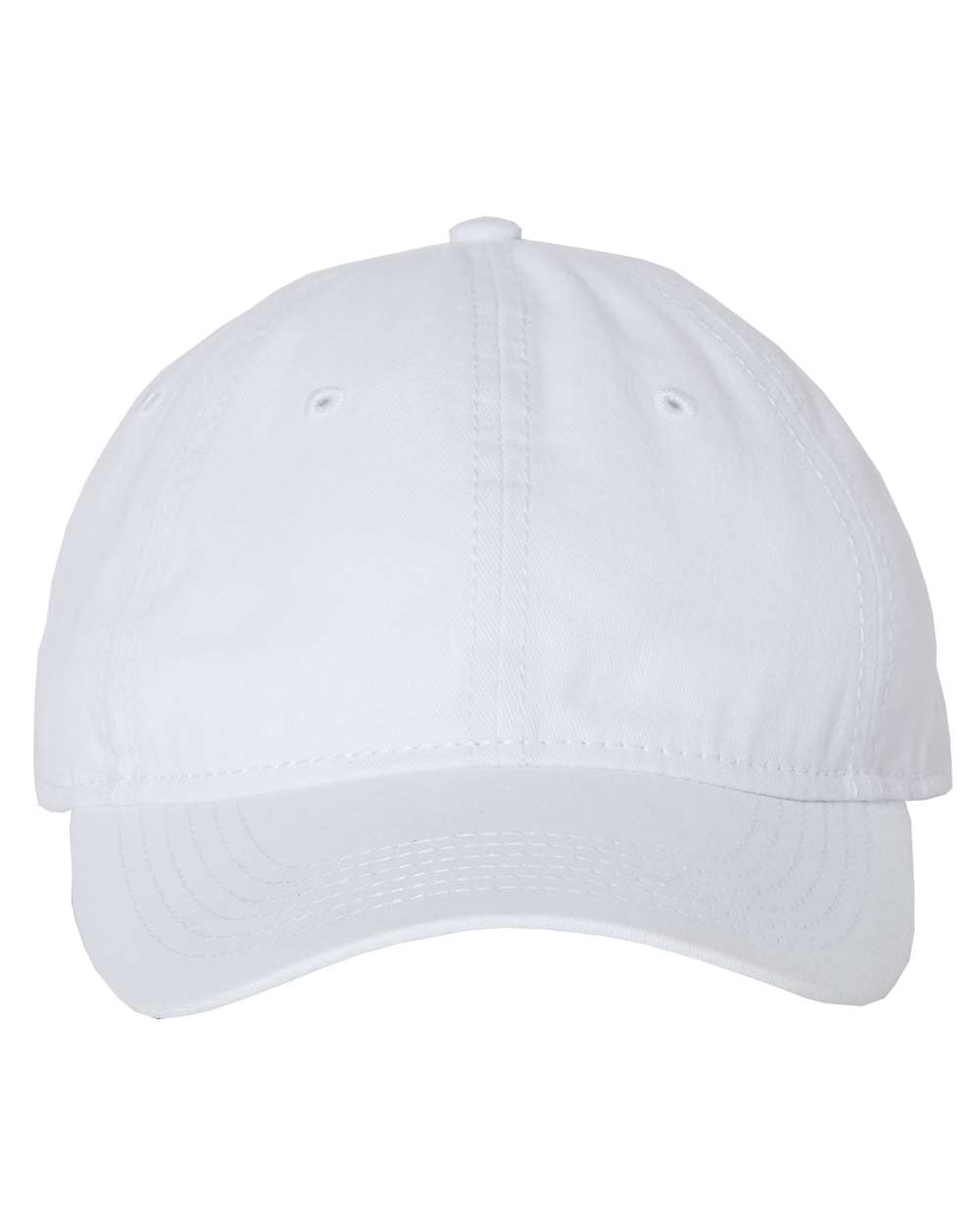 Front View of White Unstructured Cap - AH35