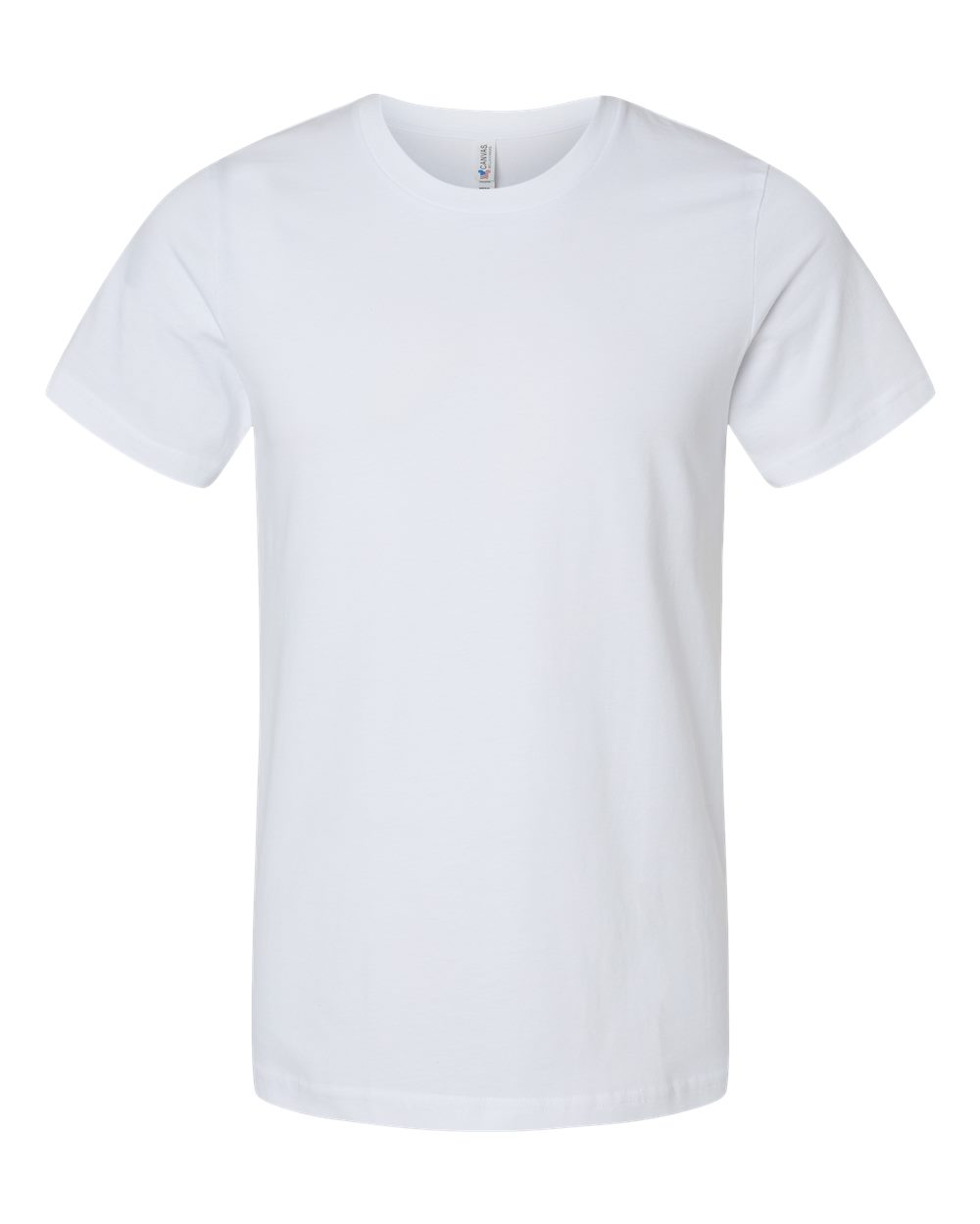 Front View of White USA-Made Jersey Tee - 3001U
