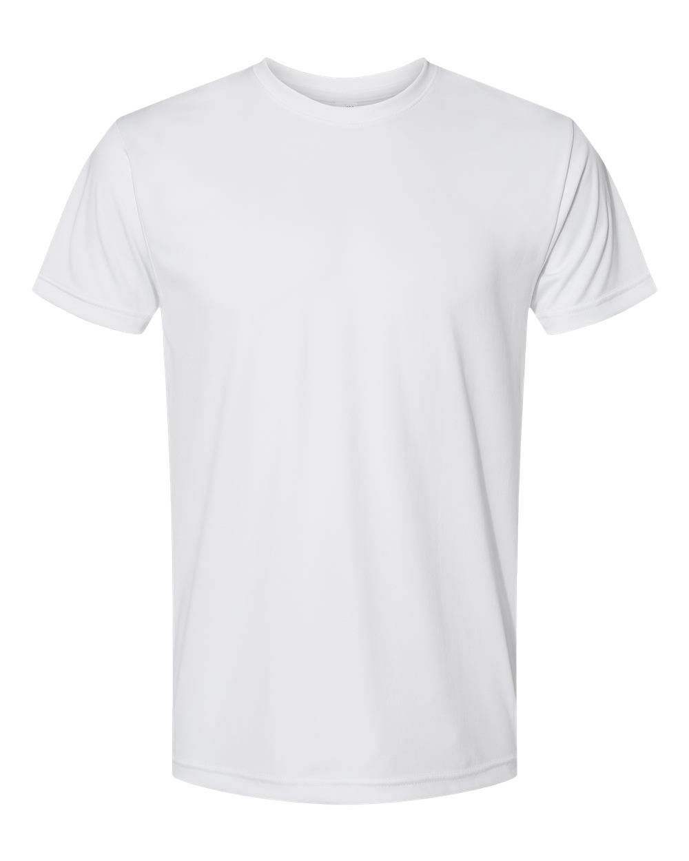 Front View of White USA-Made Performance T-Shirt - 5300