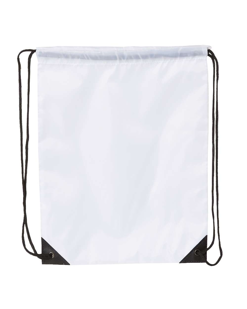 Front View of White Value Drawstring Backpack - 8886