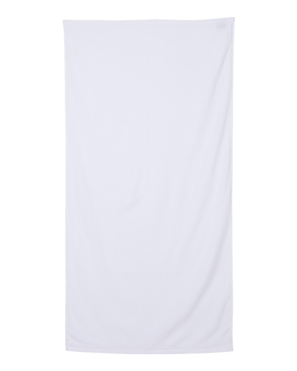 Front View of White Velour Beach Towel - QV3060