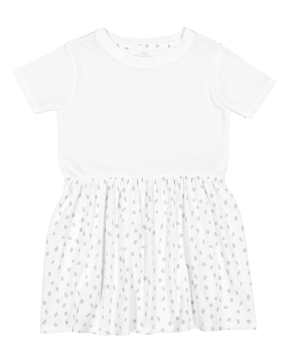 Front View of White/ White Spot Toddler Fine Jersey Dress - 5333