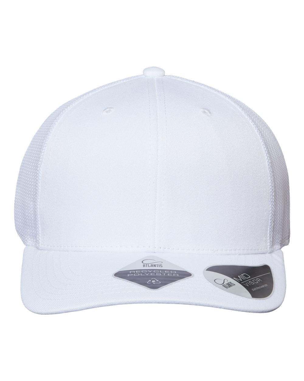 Front View of White/ White Sustainable Trucker Cap - BRYCE