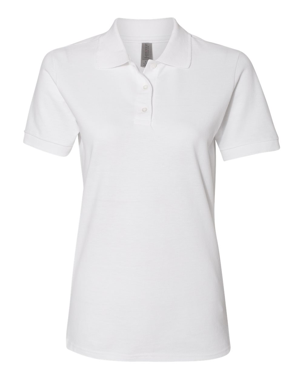 Front View of White Women's 100% Ring-Spun Cotton Piqué Polo - 443W