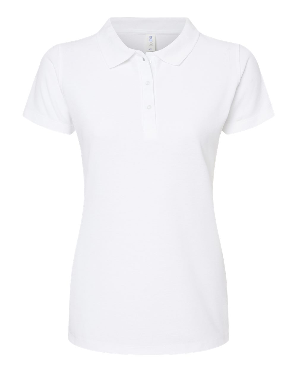 Front View of White Women's 50/50 Sport Pique Polo - 401