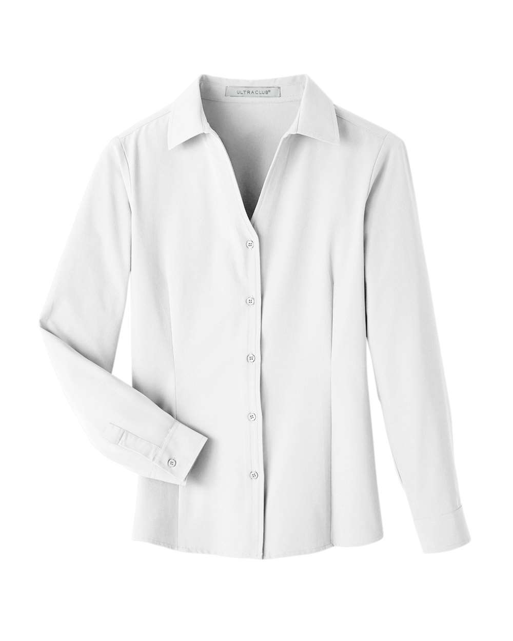 Front View of White Women's Bradley Performance Woven Shirt - UC500W