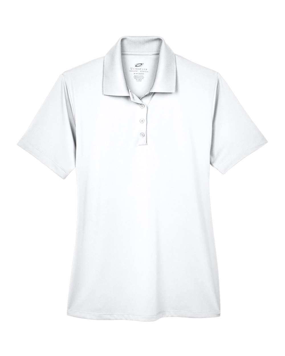 Front View of White Women's Cool & Dry 8-Star Elite Performance Interlock Polo - 8610L