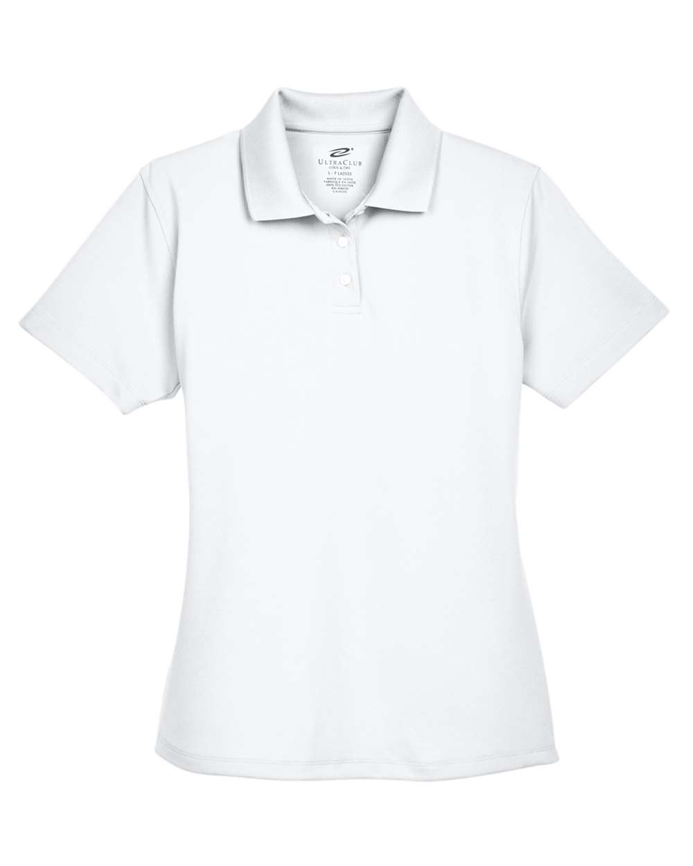 Front View of White Women's Cool & Dry Stain-Release Performance Polo - 8445L