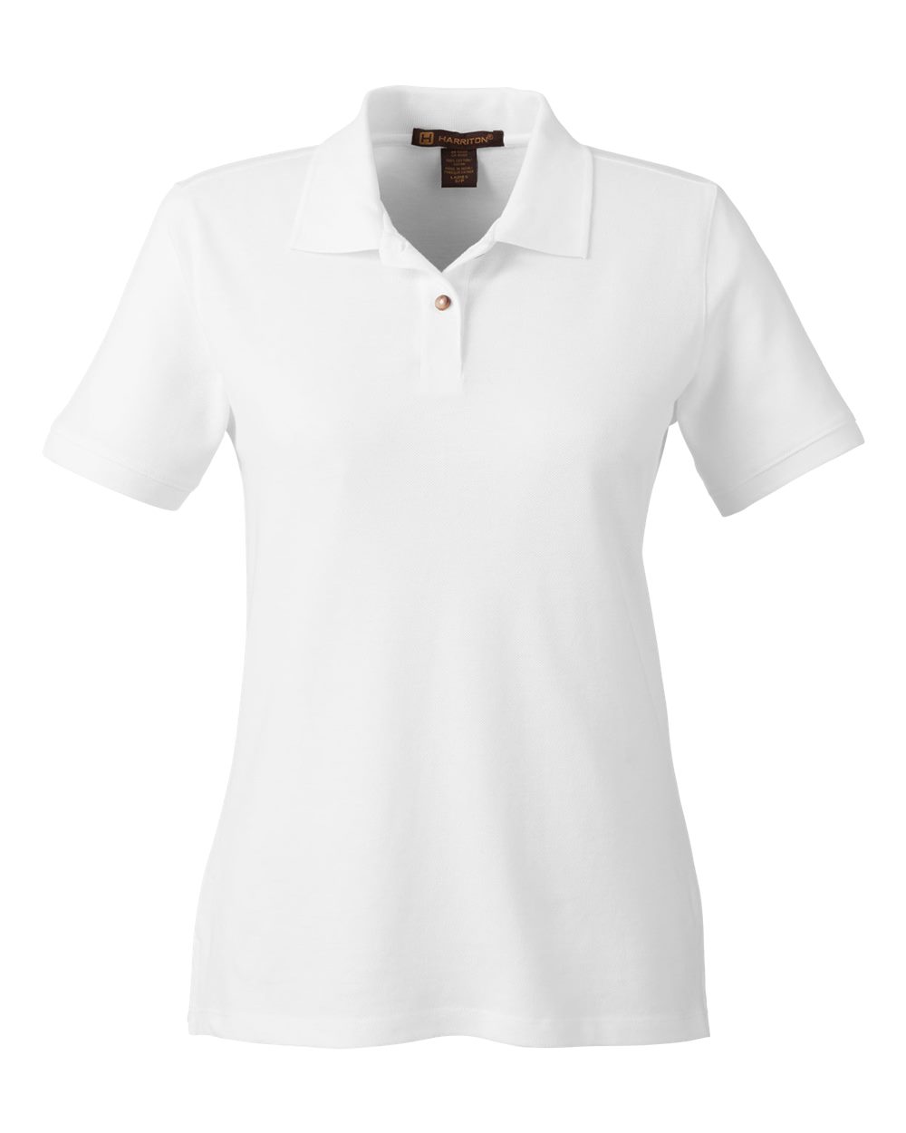 Front View of White Women's Cotton Polo - M200W
