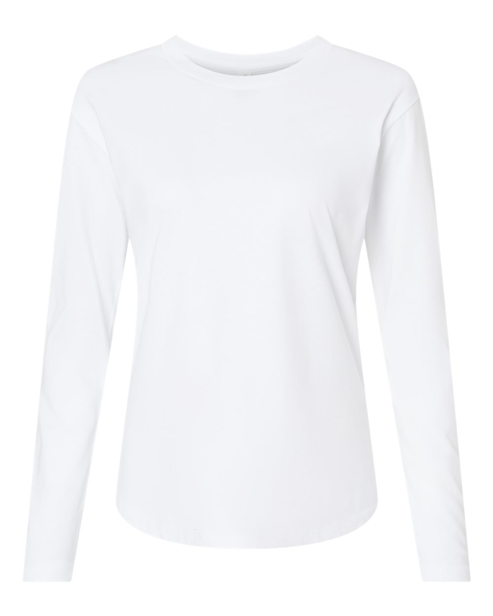 Front View of White Women's Cotton Relaxed Long Sleeve T-Shirt - 3911