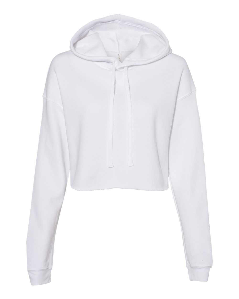 Front View of White Women's Crop Fleece Hoodie - 7502