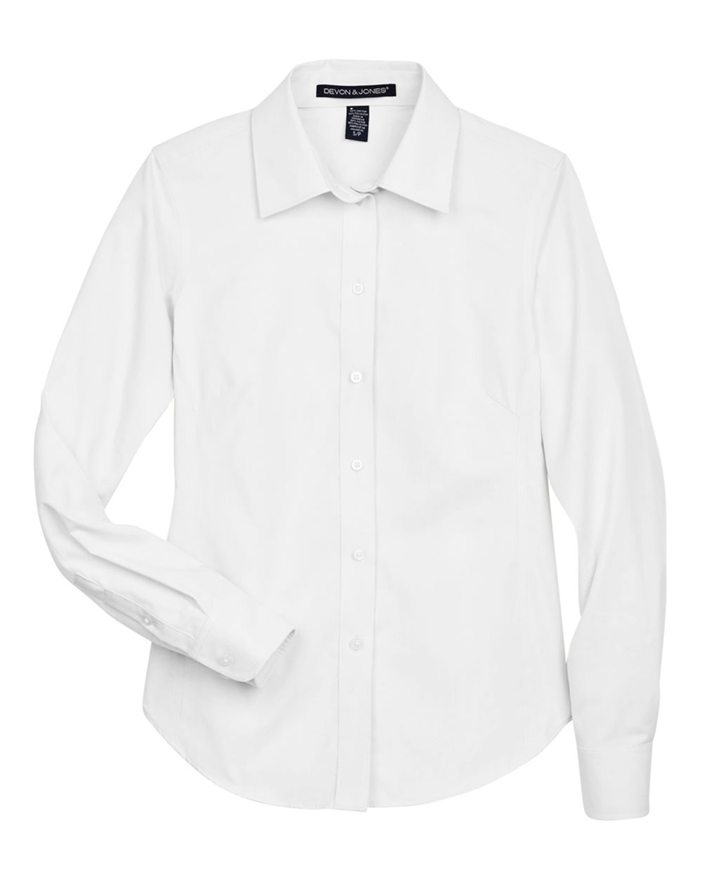 Front View of White Women's Crown Collection® Oxford Woven Dress Shirt - D630W