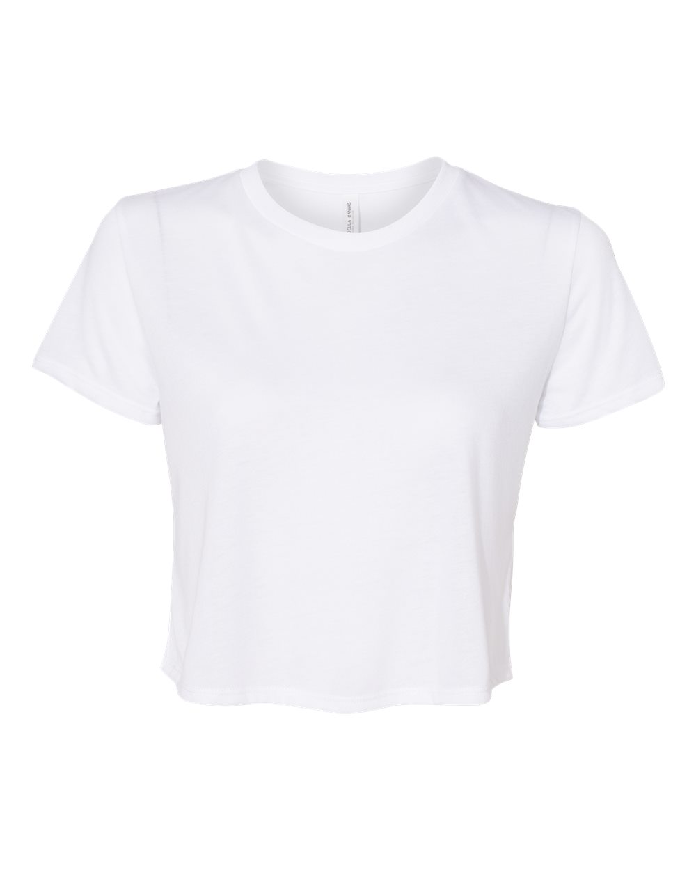Front View of White Women’s Flowy Crop Tee - 8882