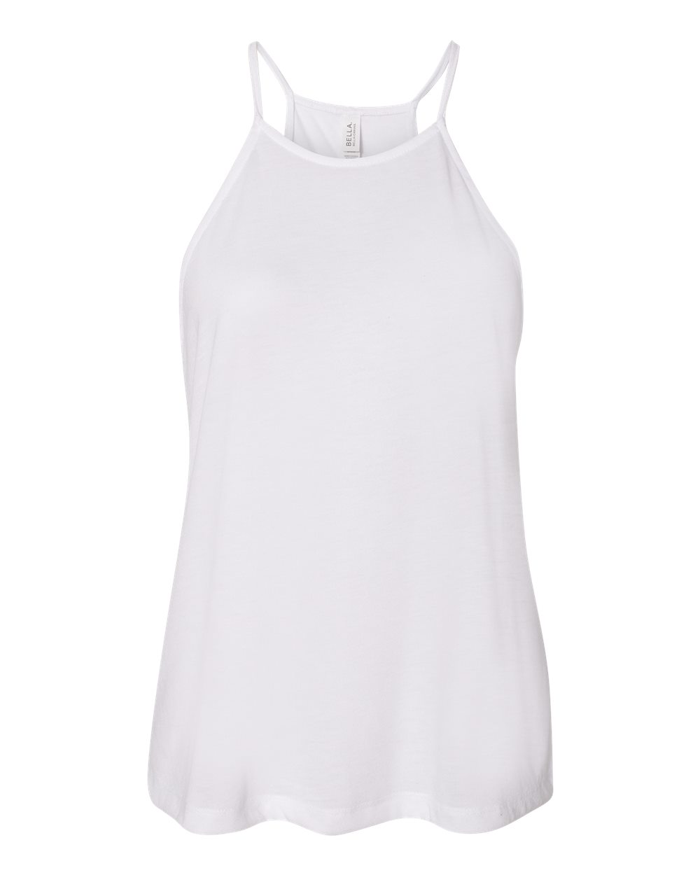 Front View of White Women's Flowy High-Neck Tank - 8809