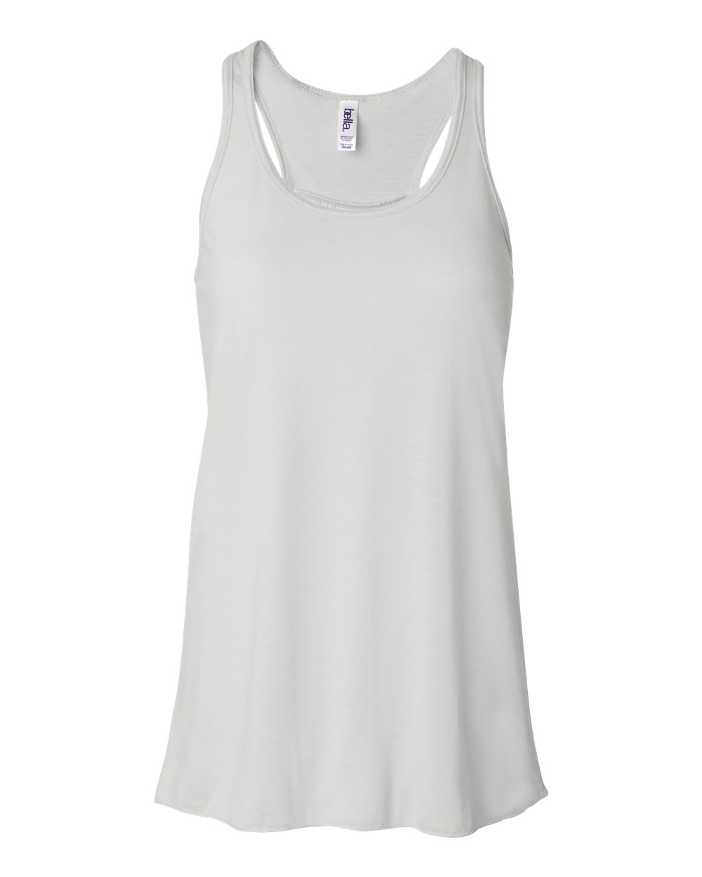 Front View of White Women's Flowy Racerback Tank - 8800