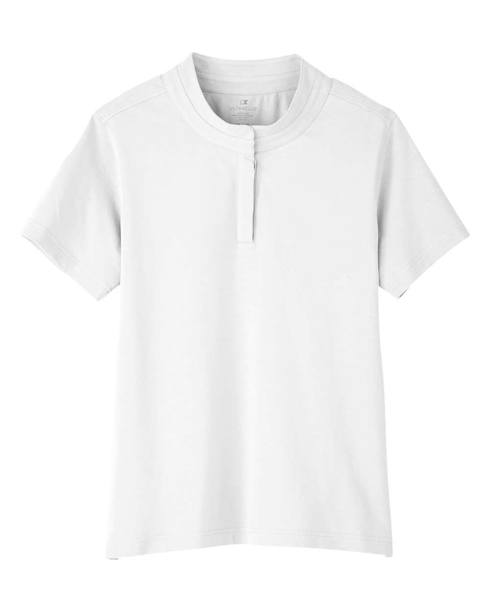 Front View of White Women's Lakeshore Stretch Cotton Performance Polo - UC105W