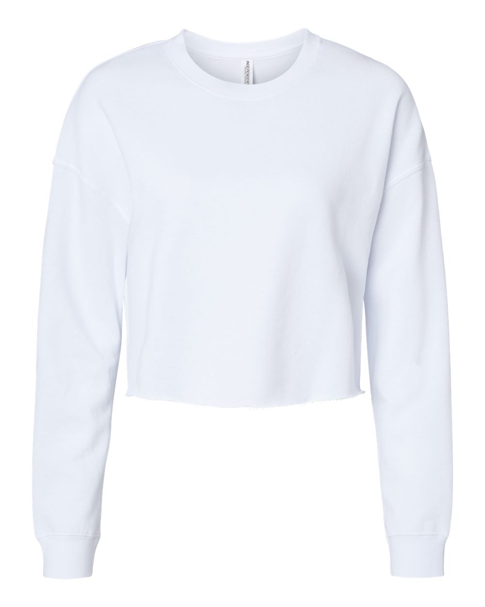 Front View of White Women's Lightweight Crop Crewneck Sweatshirt - AFX24CRP