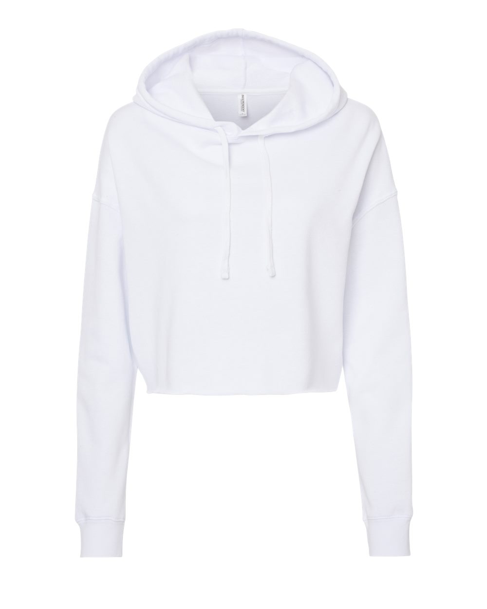 Front View of White Women’s Lightweight Crop Hooded Sweatshirt - AFX64CRP