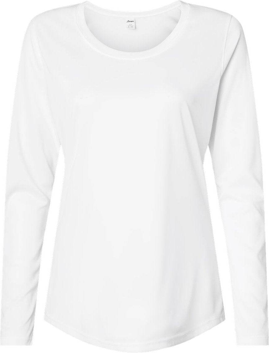 Front View of White Women's Long Islander Performance Long Sleeve T-Shirt - 214