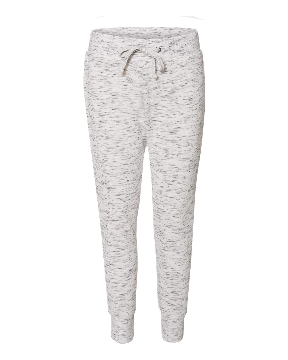 Front View of White Women’s Mélange Fleece Joggers - 8675