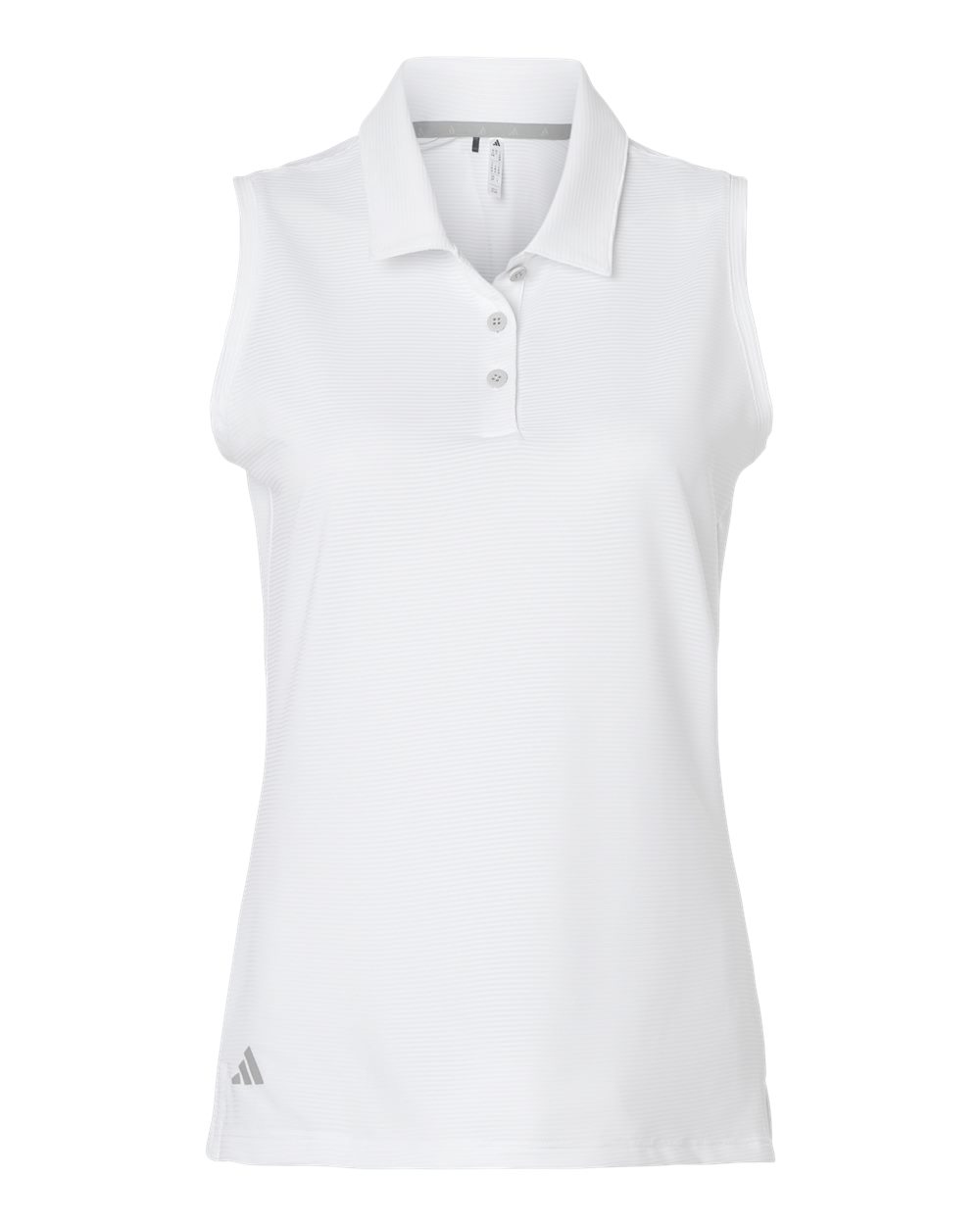Front View of White Women's Ottoman Sleeveless Polo - A1005