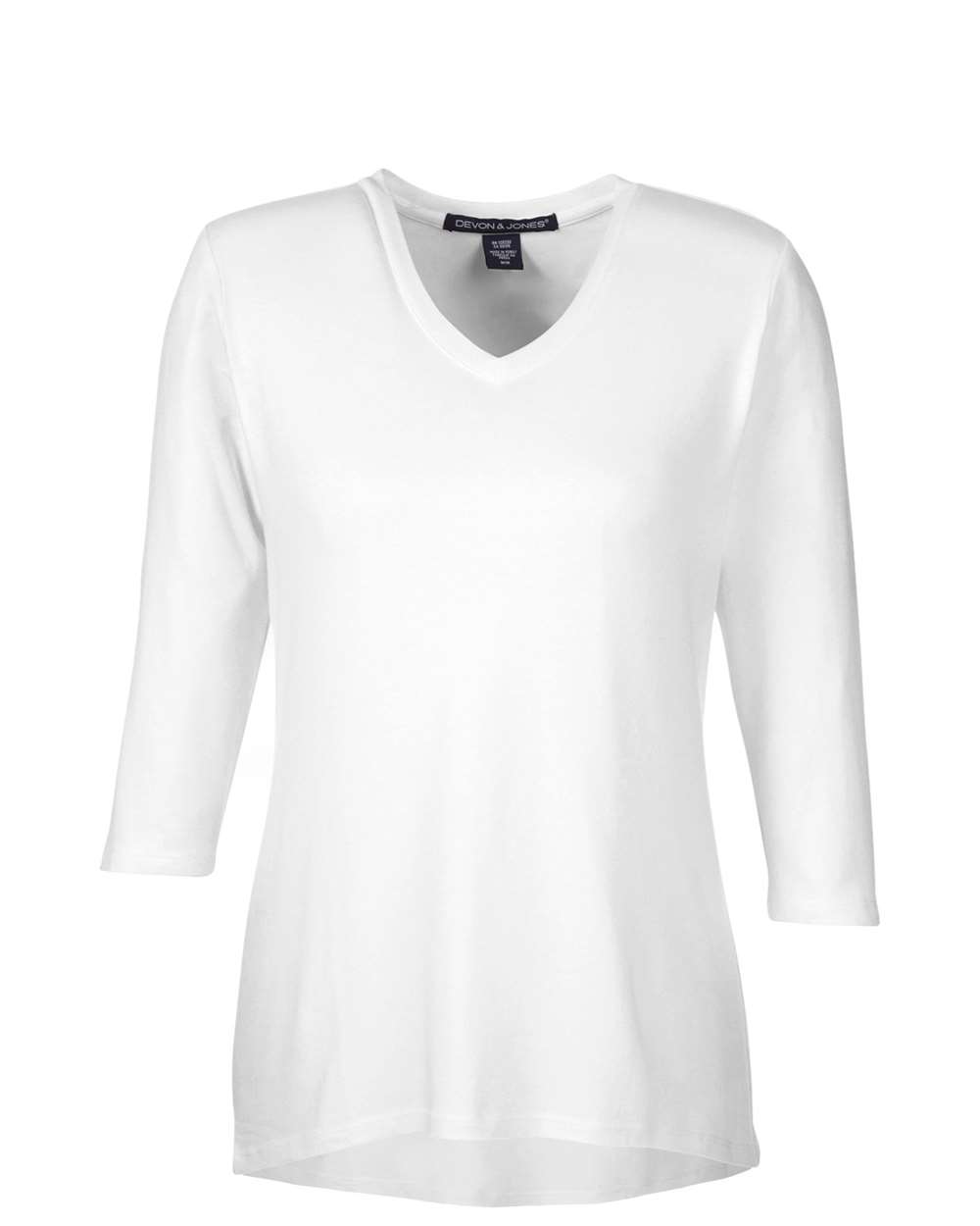 Front View of White Women's Perfect Fit™ Bracelet-Length V-Neck Top - DP184W