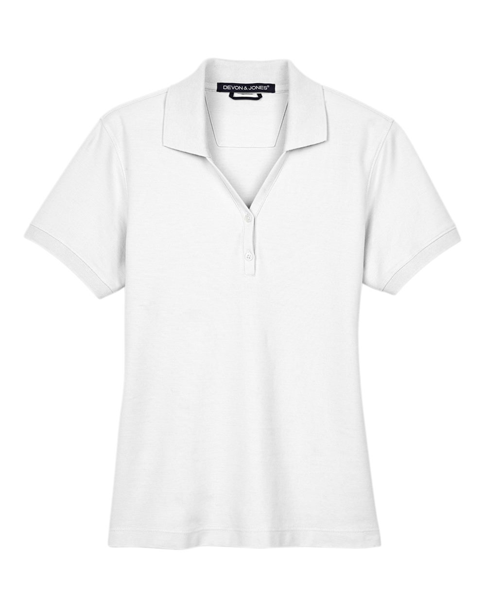 Front View of White Women's Pima Piqué Polo - D100W
