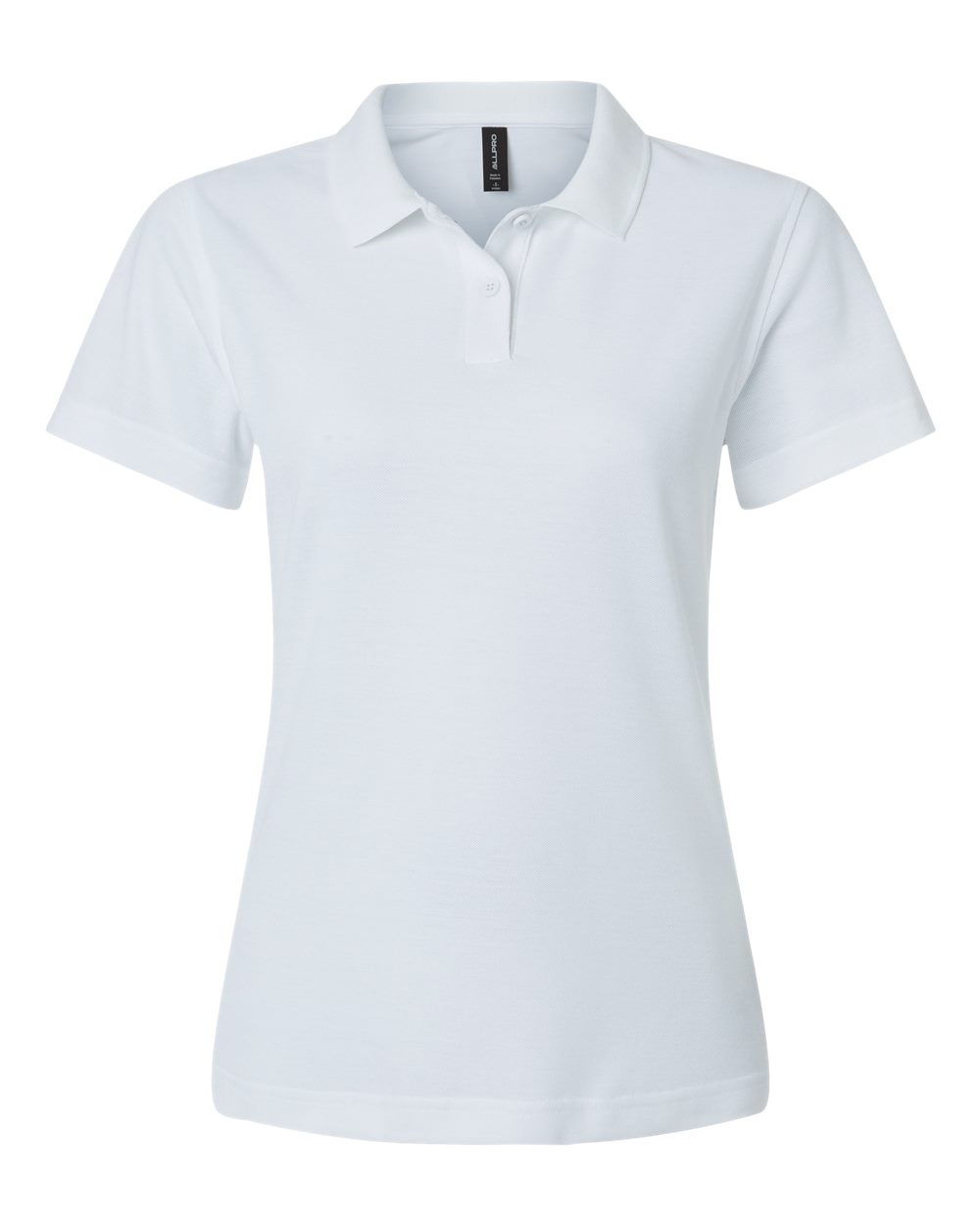 Front View of White Women's Pique Polo - 62800L