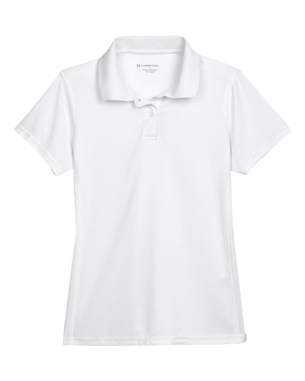 Front View of White Women's Polyester Jersey Polo - M315W