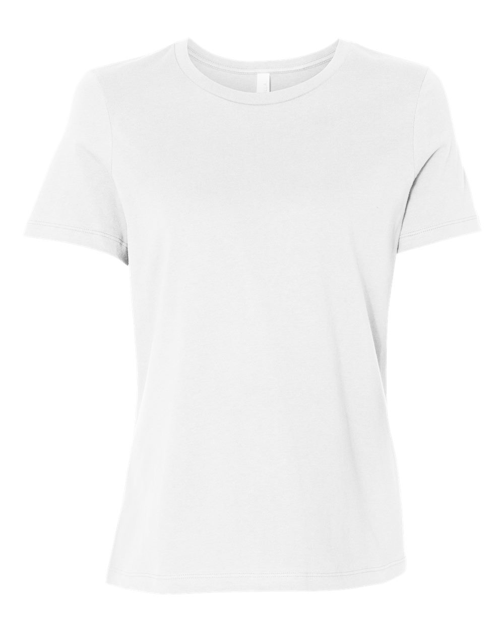 Front View of White Women’s Relaxed Jersey Tee - 6400