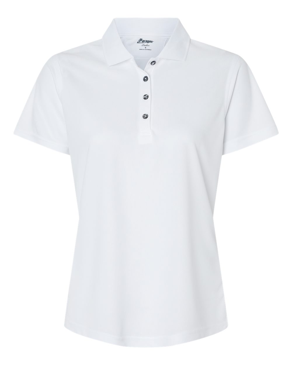 Front View of White Women's Saratoga Performance Mini Mesh Polo - 104
