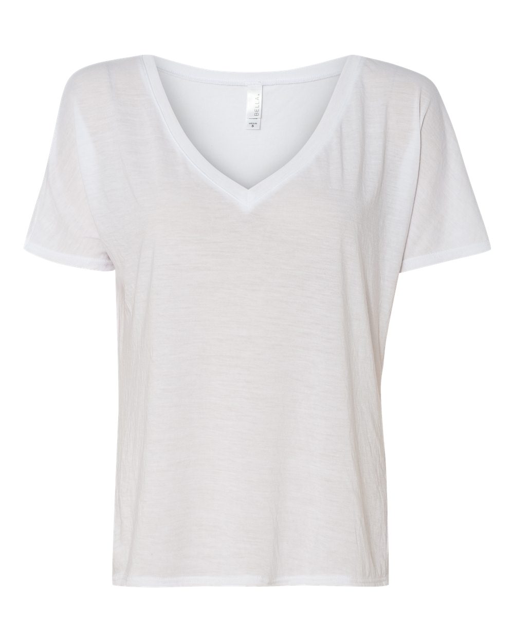 Front View of White Women’s Slouchy V-Neck Tee - 8815