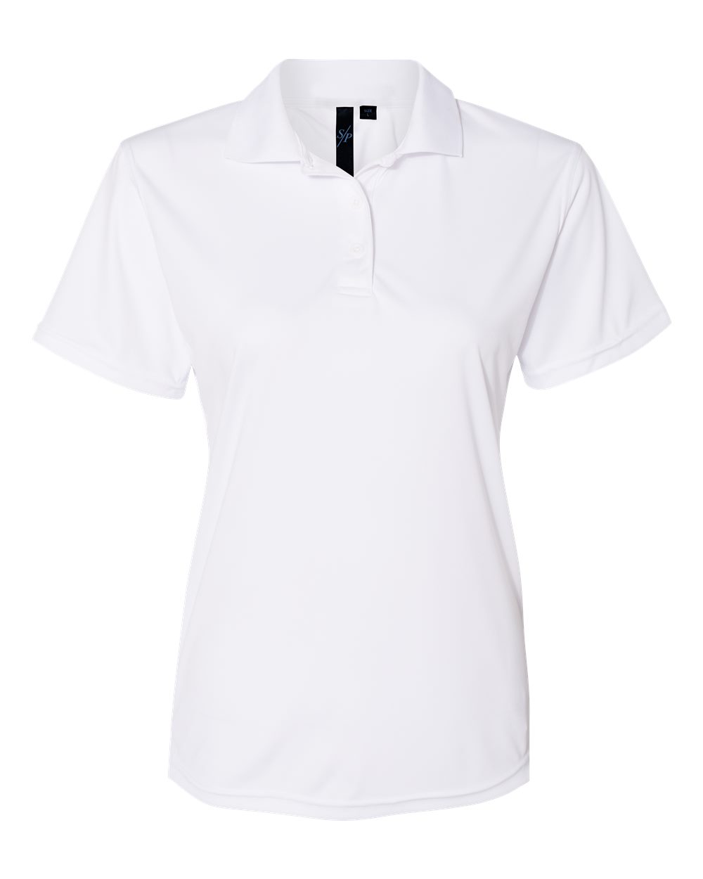 Front View of White Women's Value Polyester Polo - 5100
