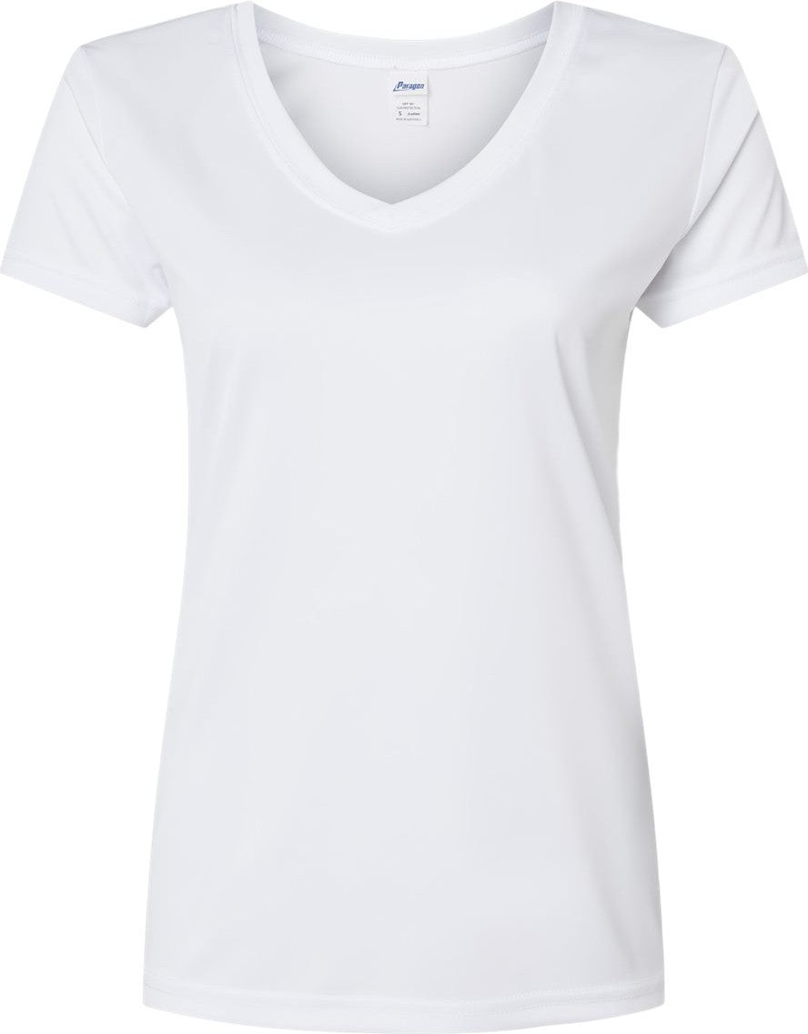 Front View of White Women's Vera V-Neck T-Shirt - 203