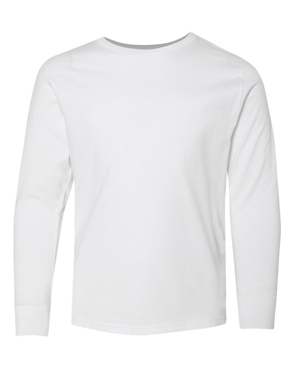 Front View of White Youth Fine Jersey Long Sleeve Tee - 6201
