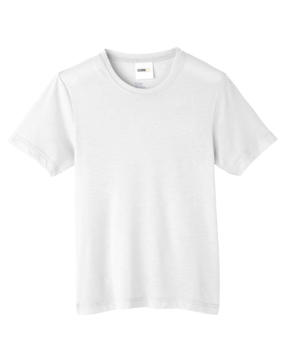 Front View of White Youth Fusion ChromaSoft™ Performance T-Shirt - CE111Y