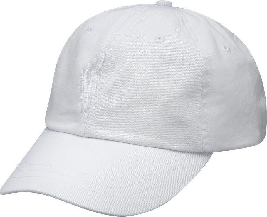 Front View of White Youth Pigment-Dyed Cap - KO101