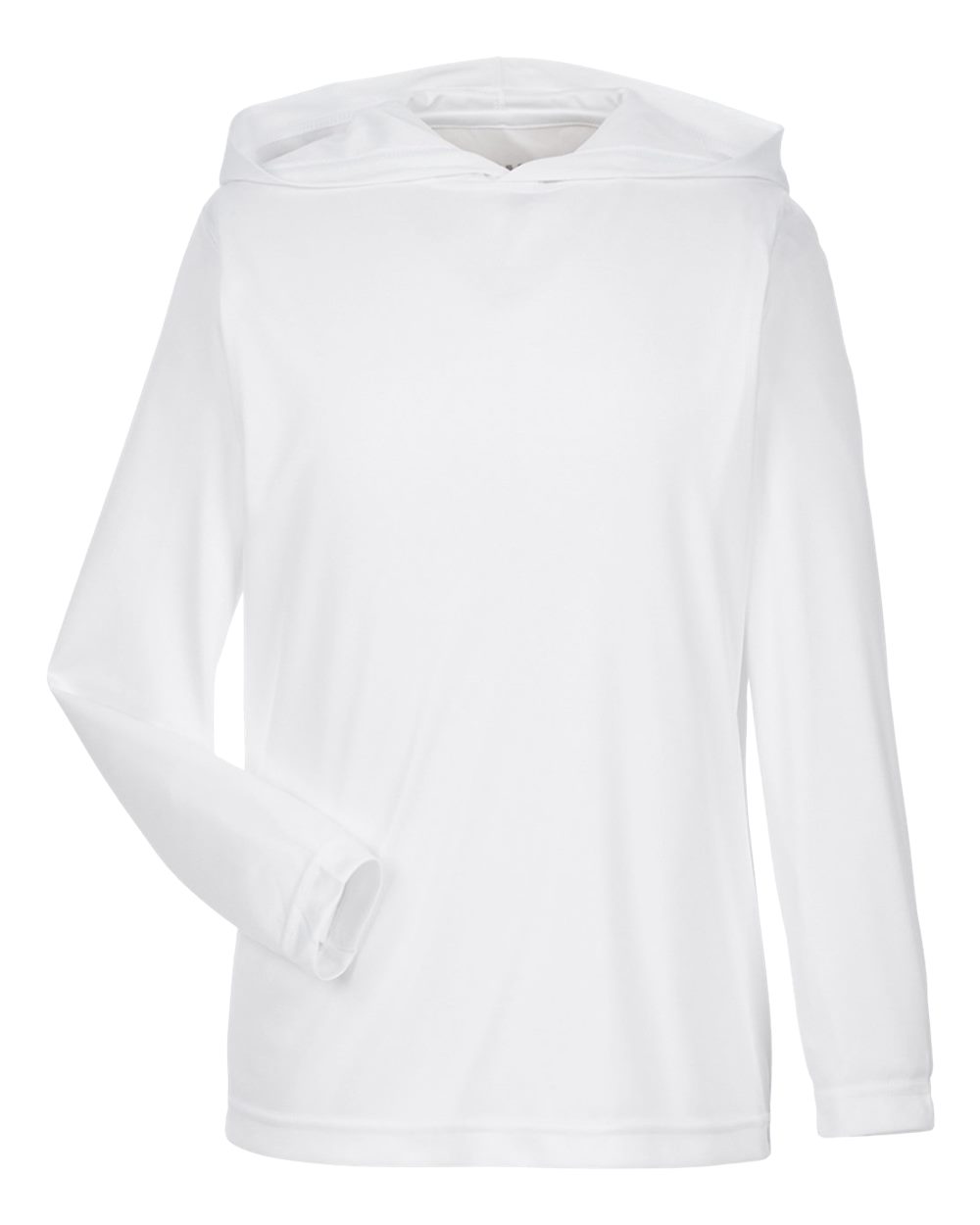 Front View of White Youth Zone Performance Hooded T-Shirt - TT41Y