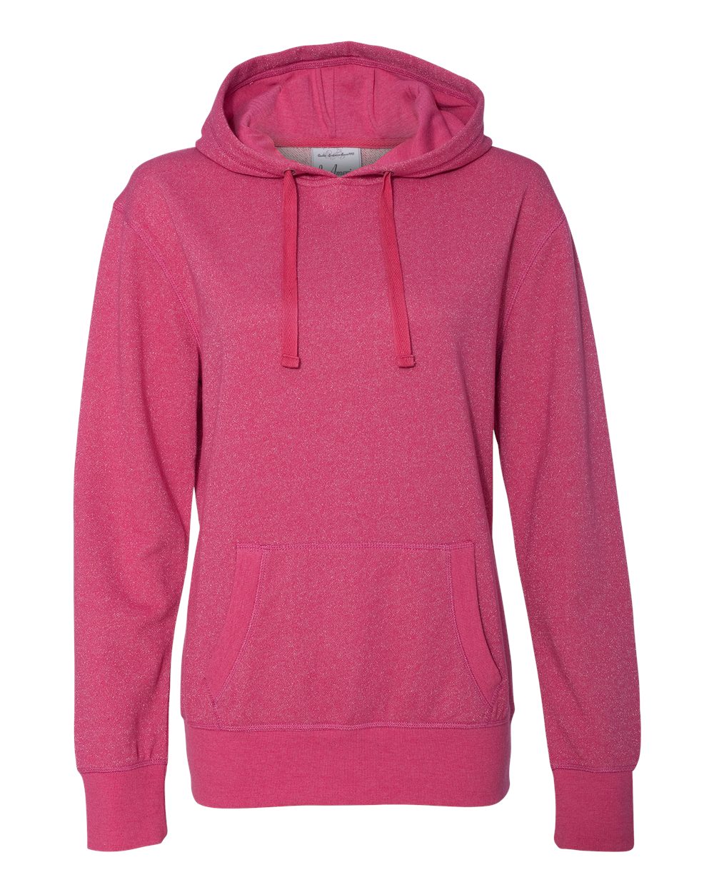 Front View of Wildberry/ Silver Women’s Glitter French Terry Hooded Sweatshirt - 8860